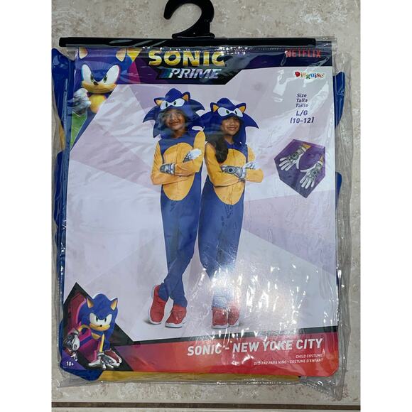 SEGA SONIC THE HEDGEHOG PRIME HOODED JUMPSUIT HALLOWEEN COSTUME SIZE L - Picture 1 of 3